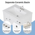 thumbnail image 6 of 24" Small Bathroom Vanity with Sink Combo, Solid Wood Bathroom Storage Cabinet with 3 Drawers and Adjustable Shelf, White, 6 of 8