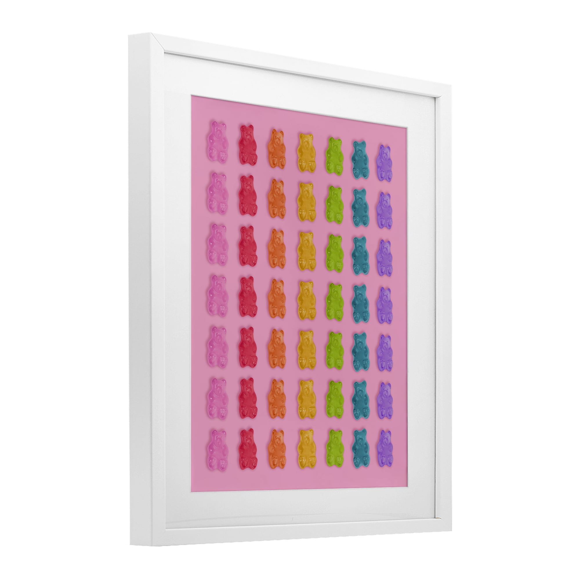 Stupell Industries Rainbow Bears in Stripes White Framed Print Under Glass, design by LISH Creative