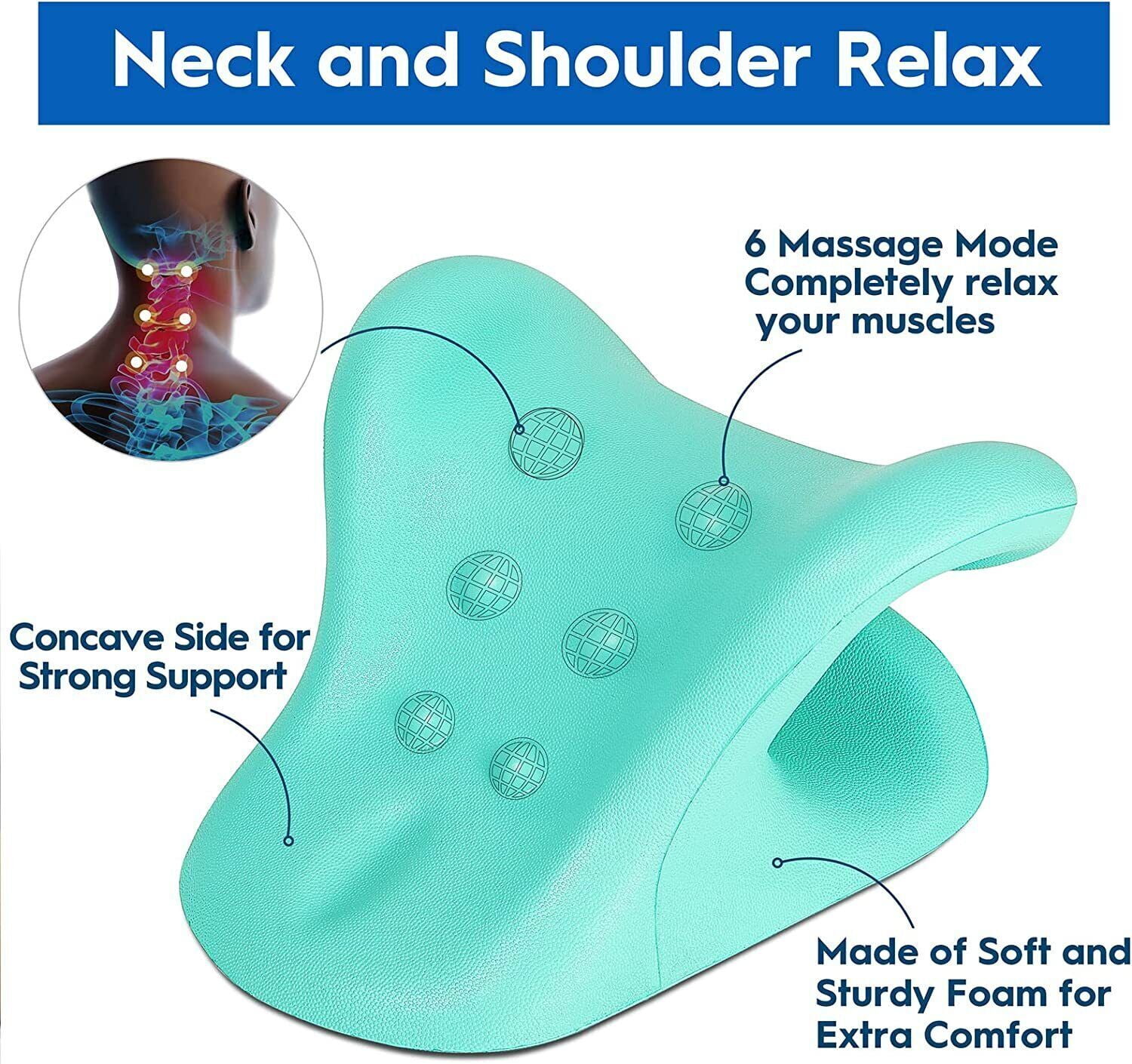 Traction Device-Pain Relief Pillow For Cervical Spine Alignment And Ne -  Fresh Shade
