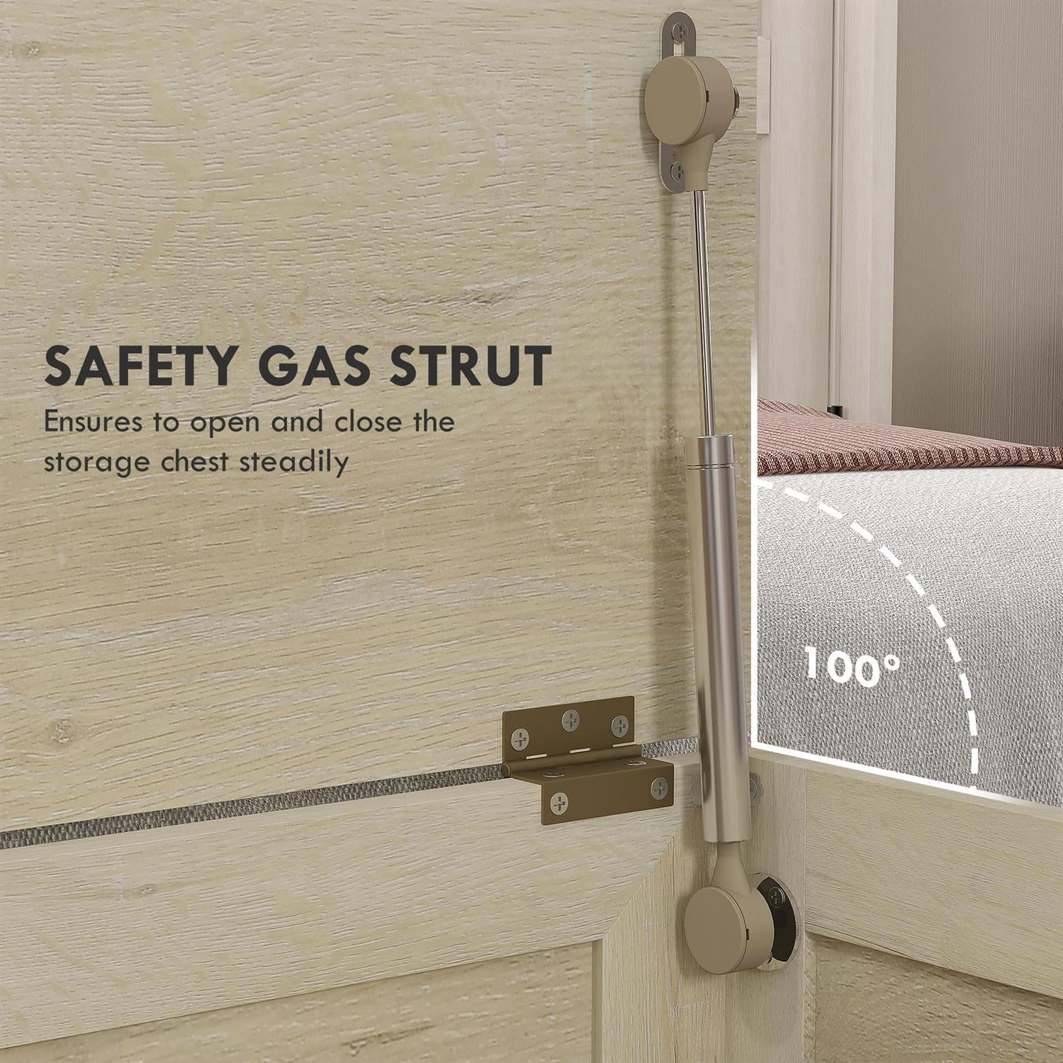 Demi Bonn 30" Wood Storage Bench with Lift Top and Safety Hinge, Farmhouse Style Trunk for Living Room, Bedrooms & Entryways, Beige