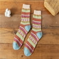 thumbnail image 2 of Women's Autumn Winter Socks Cozy Thickened Mid-Calf Wool Blend Color Block Warm Socks Cold Weather Essential for Casual Wear & Home, 2 of 4
