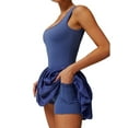 thumbnail image 2 of Vestido de Tenis de para Mujer, Cuello Cuadrado, Sin Mangas, para Entrenamiento, Golf, Deportivo, Pantalones Cortos Integrados con Bolsillos Púrpura L, 2 of 9