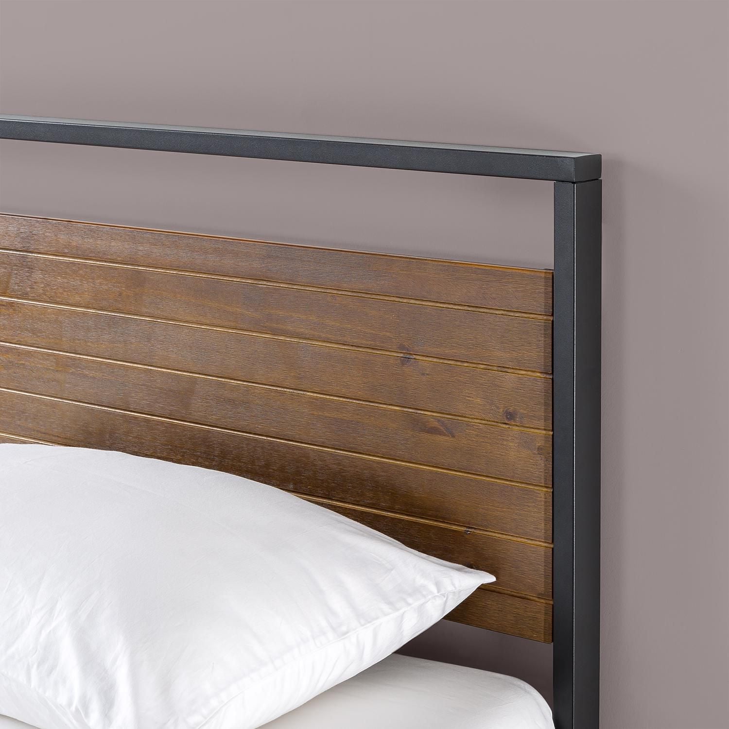 Zinus Ironline 14 inch Metal and Wood Platform Bed Frame with Headboard