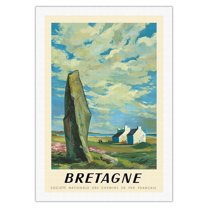 Brittany (Bretagne) - Northwest France - French National Railways (SNCF) - Vintage Railroad Travel Poster by Abel c.1947 - Fine Art Rolled Canvas Print 27in x 40in