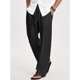 thumbnail image 3 of GENTS BLISS Linen Men Pants Elastic Waist Drawstring Pants for Men Casual Beach Men Pants with Pocket, 3 of 11