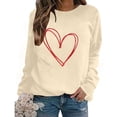 thumbnail image 6 of EchfiProm Crewneck Sweatshirts for Women Graphic Pullover Holiday Beige Valentine Long Sleeve Valentine Day Womens Shirs Heart, 6 of 8