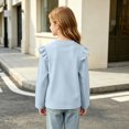 thumbnail image 5 of YUANxueke Girls Ruffle Long Sleeve Cotton Shirts Soft Casual Crewneck Pullover Layering Tops,Light Blue,8-9 Years, 5 of 7