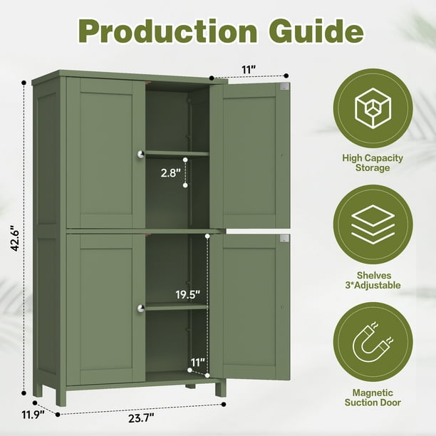Bathroom Storage Floor Cabinet Organizer with Adjustable Shelf 4