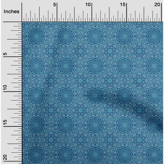 oneOone Silk Tabby Fabric Swirl & Mandala Floral Print Sewing Fabric BTY 42 Inches Wide