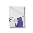 thumbnail image 2 of Hair Salon Soft Flannel Fleece Throw Blanket, Negative Effect of Woman with Short Messy Hair Monochrome Design, Cozy Plush for Indoor and Outdoor Use, 70" x 90", Violet and White, by Ambesonne, 2 of 5
