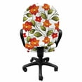 thumbnail image 3 of Floral Office Chair Slipcover, Lily Blooms Nature Herbs Doodle Style Flower and Foliage Arrangement, Protective Stretch Decorative Fabric Cover, Standard Size, Orange Olive Green White, by Ambesonne, 3 of 5