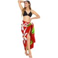 thumbnail image 3 of HAPPY BAY Women's Beachwear Summer Bikini Wrap Sarong Swim Cover up Skirt Bathing suit Swimwear Swimsuit Beach Wraps Coverups for Women One Size Red, Hibiscus, 3 of 5