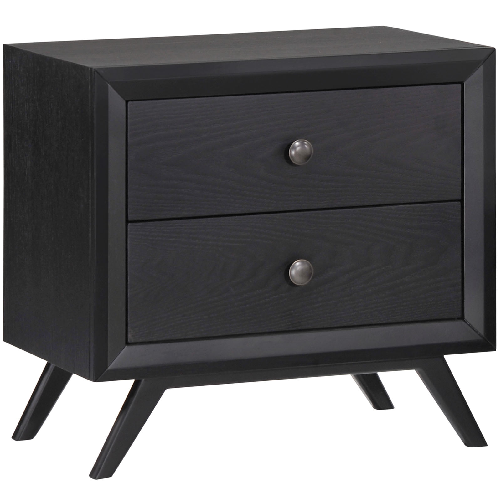 Modà Modern Contemporary Nightstand, Black Wood