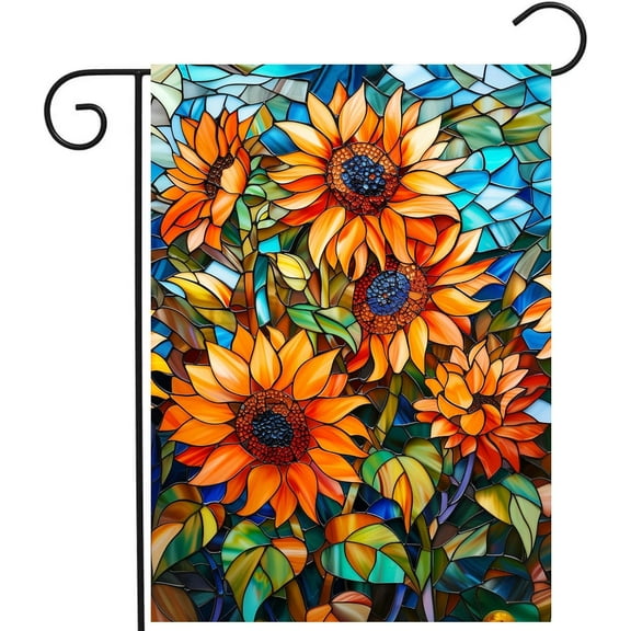 Fall Garden Flag Sunflower Yard Flag for Outside Late Summer Flags 12x18 Double Sided Welcome Autumn Thanksgiving Holiday Outdoor Decorations
