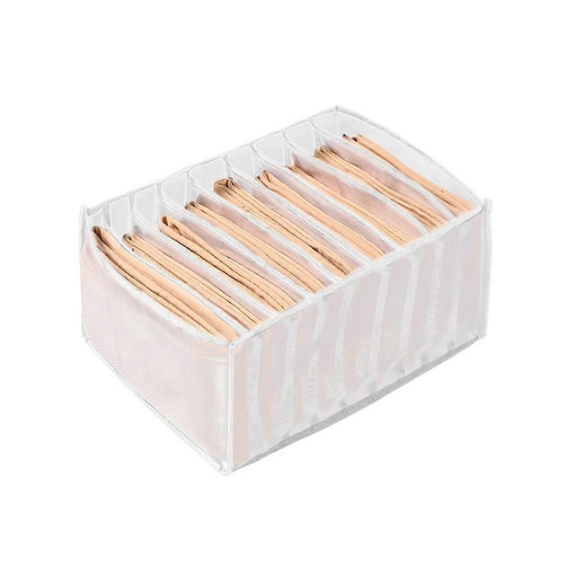 1 caja organizadora de ropa para pantalones, 7 compartimentos, lavable, plegable, con cajones (blanco)