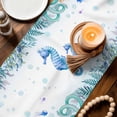 thumbnail image 3 of Seahorse Coastal Table Runner 36 Inches, Summer Nautical Starfish Coral Ocean Bed Runner Dresser Scarves Tabletop for Indoor Outdoor Parties/Ceremony/Banquet, 13"x 36", 3 of 8