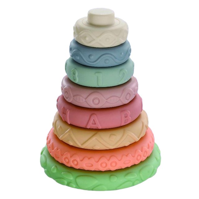 Anneaux Jouets Nidification Blocs de Construction Apprentissage Sensoriel 8 Pièces