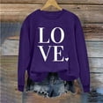 thumbnail image 4 of Penkiiy T-Shirts de la Saint-Valentin pour Femmes, Chandail en Molleton Graphique Cœur Rouge, Manches Longues, Col Rond, Chandail en Molleton de la Saint-Valentin, S Violet, 4 of 4