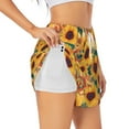thumbnail image 2 of Bixox Women's Bohemian Sunflower pattern 2 in 1 Running Shorts - Lightweight Athletic Workout Gym Yoga Shorts Liner with Pockets - Small, 2 of 5