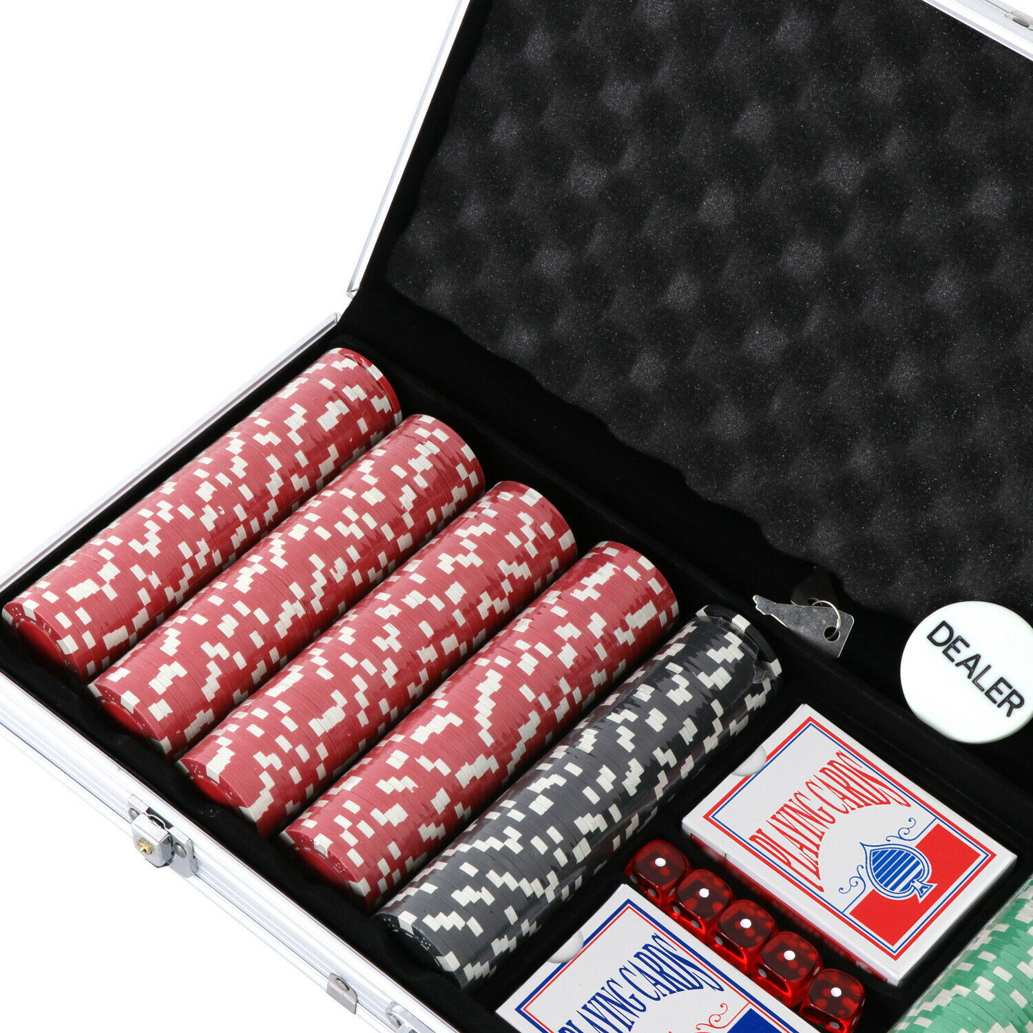 ZENY 500 Poker Chip Set 11.5 Gram Dice Style Aluminum Case, Cards, Dices, Blind Button - image 2 of 6