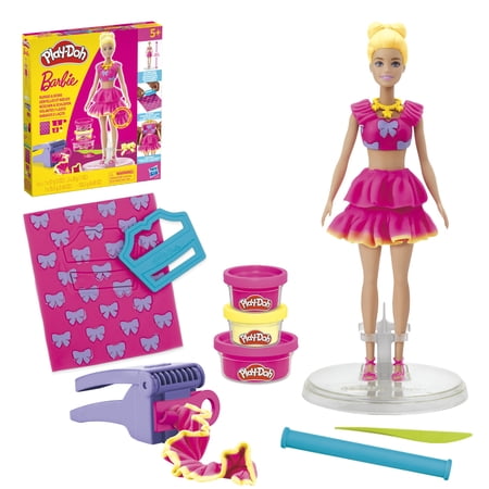 Play-Doh Barbie Ruffles and Bows Set  Make Doll Clothes  Toys for Girls & Boys 5+