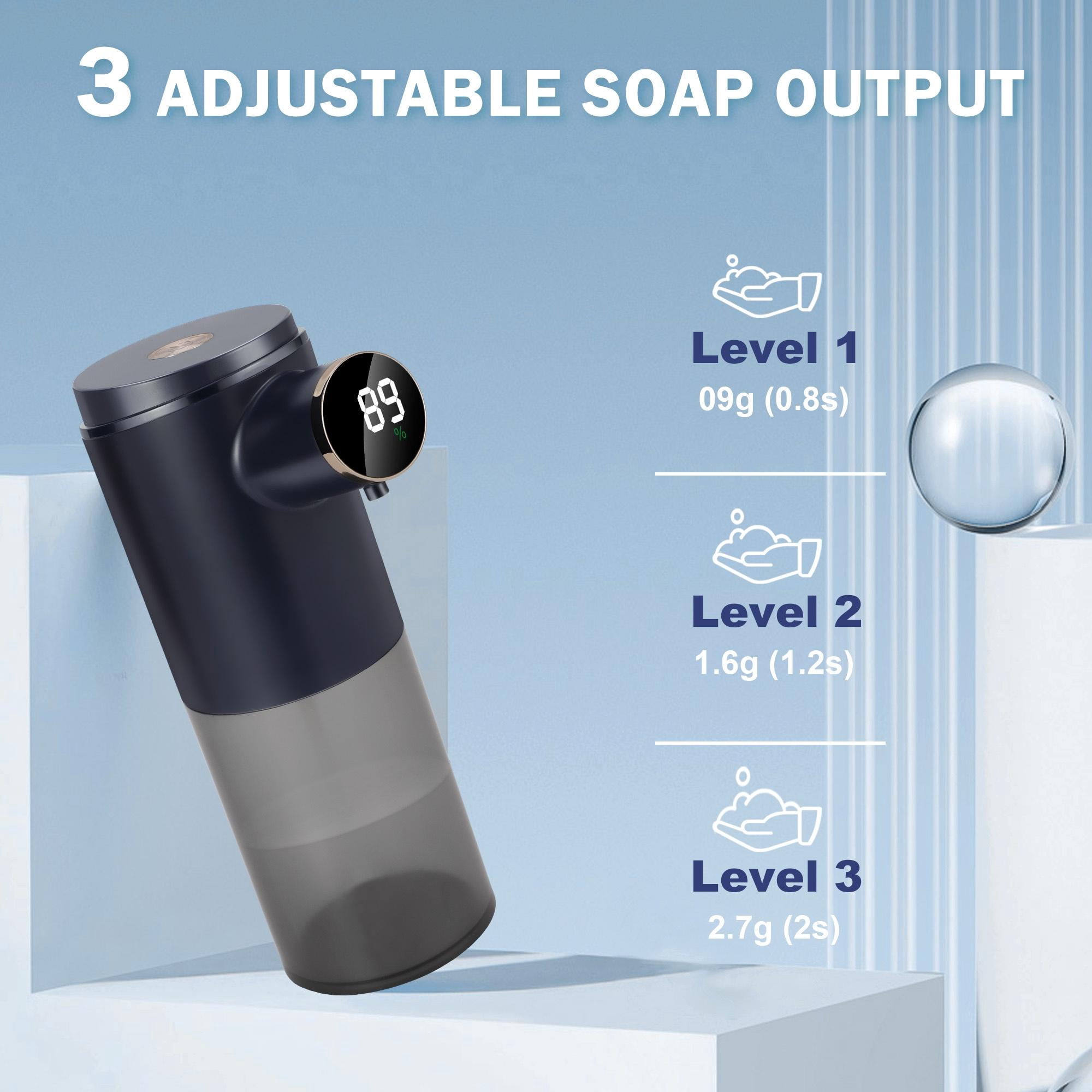 LUXMO Automatic Liquid Soap Dispenser, 3 Levels Adjustable Soap Dispenser Bathroom, 10.1OZ/300ml Automatic Soap Dispenser Touchless, USB Rechargeable Touchless Soap Dispenser for Bathroom, Kitchen