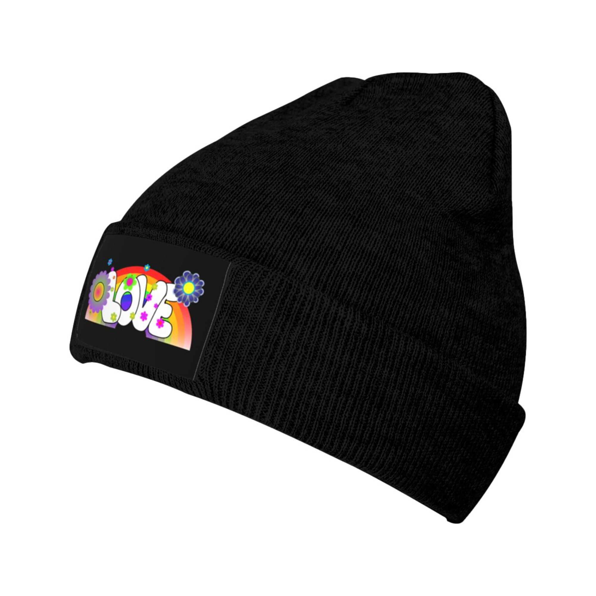 p잰Love Flower piercing beanie ZICANCN Love Flowers Rainbow Knit Beanie Hat, Winter Cap