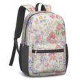 thumbnail image 2 of 17 Inch Lightweight Backpack,PVC Waterproof Oxford Fabric, Ergonomically Designed, with Large Capacity, Floral Flowers Print, 2 of 5