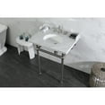 thumbnail image 3 of Kingston Brass LMS30MB8 Pemberton 30" Carrara Marble Console Sink with Brass Legs (8-Inch, 3-Hole), Carrara Marble White/Brushed Nickel, 3 of 8