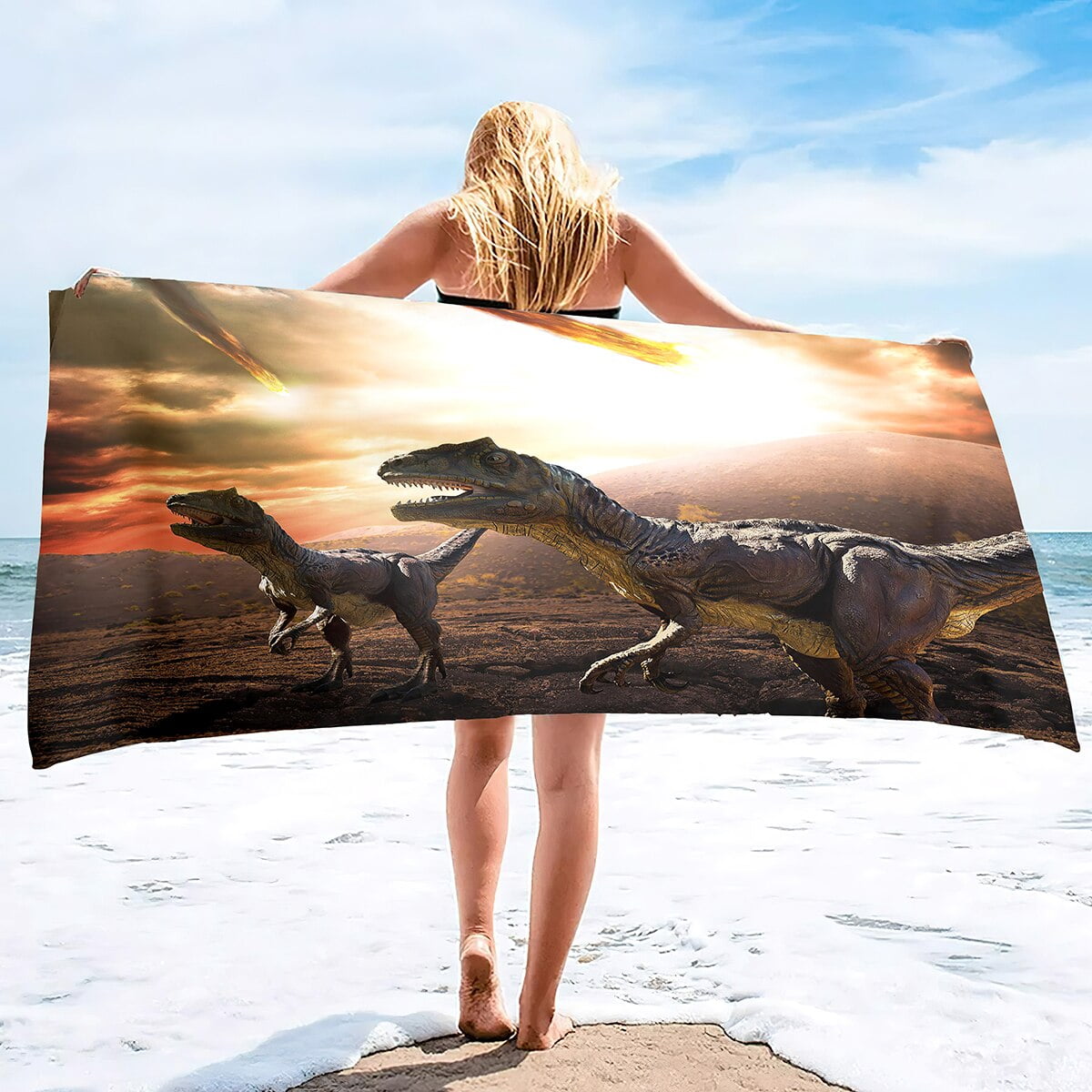 Dinosaur Beach Towel Camping Towels for Boys Kids Quick Dry Ultra