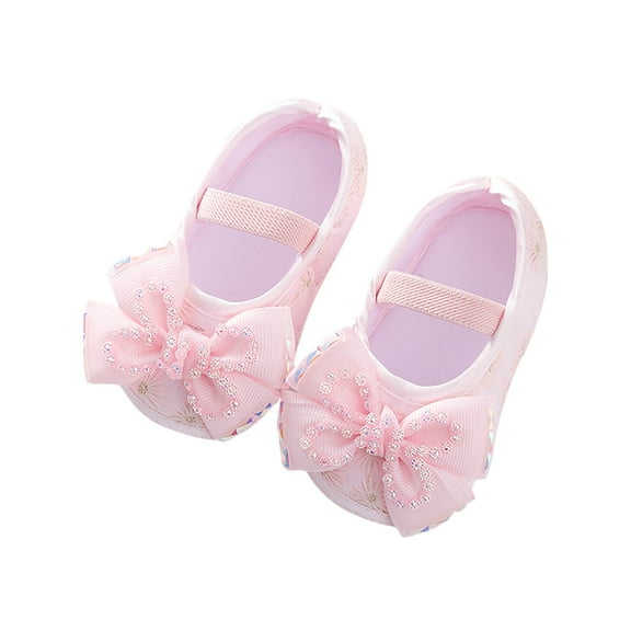 Otqutp Baby Girls Walking Shoes Toddler Cute Bow Shoes Children Princess Soft Sole Shoes Baby Round Toe Slip On Shoes