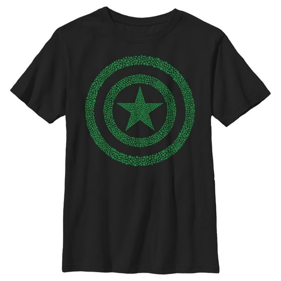 Boy's Marvel St. Patrick's Day Captain America Clover Shield  Graphic Tee Black Medium