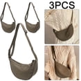 thumbnail image 1 of 3 件装简约斜挎包时尚女式饺子包手提工作用（橄榄绿）, 1 of 7