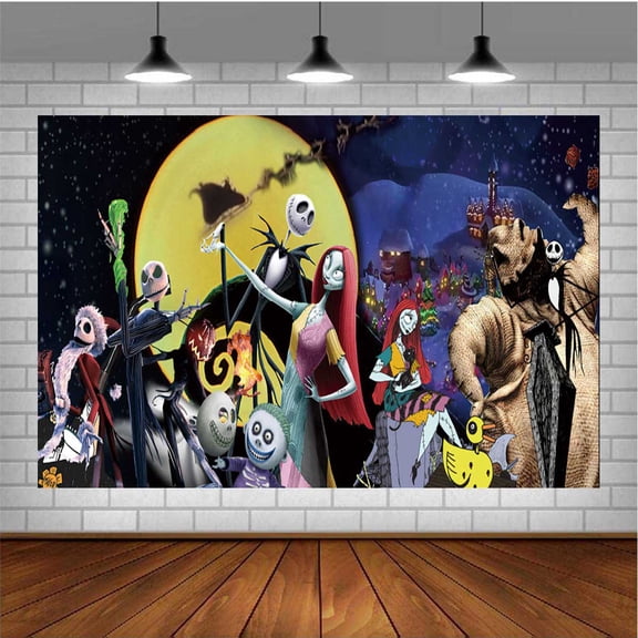 The Night Before Christmas Themed Birthday Backdrop Banner - Hanging Wall Decor Tapestry for Party Celebrations