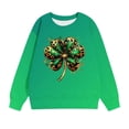 thumbnail image 4 of Gpaecead Girls Long Sleeved Clover Graphic Sweatshirt Printed Round Neck Sweatshirts Top Suitable For Both Boys And Girls Hoodless Sweatshirts 3 Years Light Blue, 4 of 5