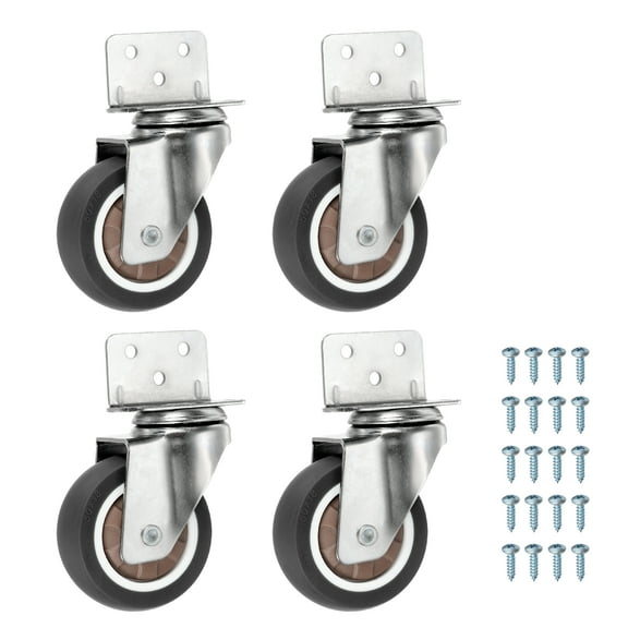 Uxcell Caster Wheels, Swivel Casters with L-Bracket Capacity Per Caster for Furniture Office Chairs Carts and Cabinets 2"
