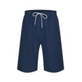 thumbnail image 3 of Men's 5" Linen Muslin Shorts, Beach Pants with Pockets, Fashionable Casual Pants Made of Stretch Fabric with Straight Leg and Drawstring (Navy, XXL), 3 of 7