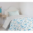 thumbnail image 4 of Ambesonne Cartoon Quilted Bedspread Set 2 Pcs, Stork Carrying an Elephant, Twin Size, Amber Black Blue, 4 of 6