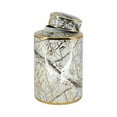 thumbnail image 6 of Sagebrook Home Ceramic 12" Jar With Gold Lid, White, 6 of 7