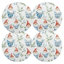 Ryvnso Watercolor Christmas Gnomes Round Plate Mats Dining Table Placemat Set of 4 for Holiday Decoration