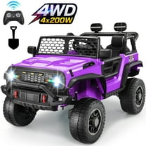 VIBESPARK 24V 2 Seater Ride on Car, 2WD/4WD Switchable Car Truck with Remote Control, Powered 4 x 200W Motors Ride on Toys for Kids, Colorful LED Head Lights, Bluetooth, MP3, Purple