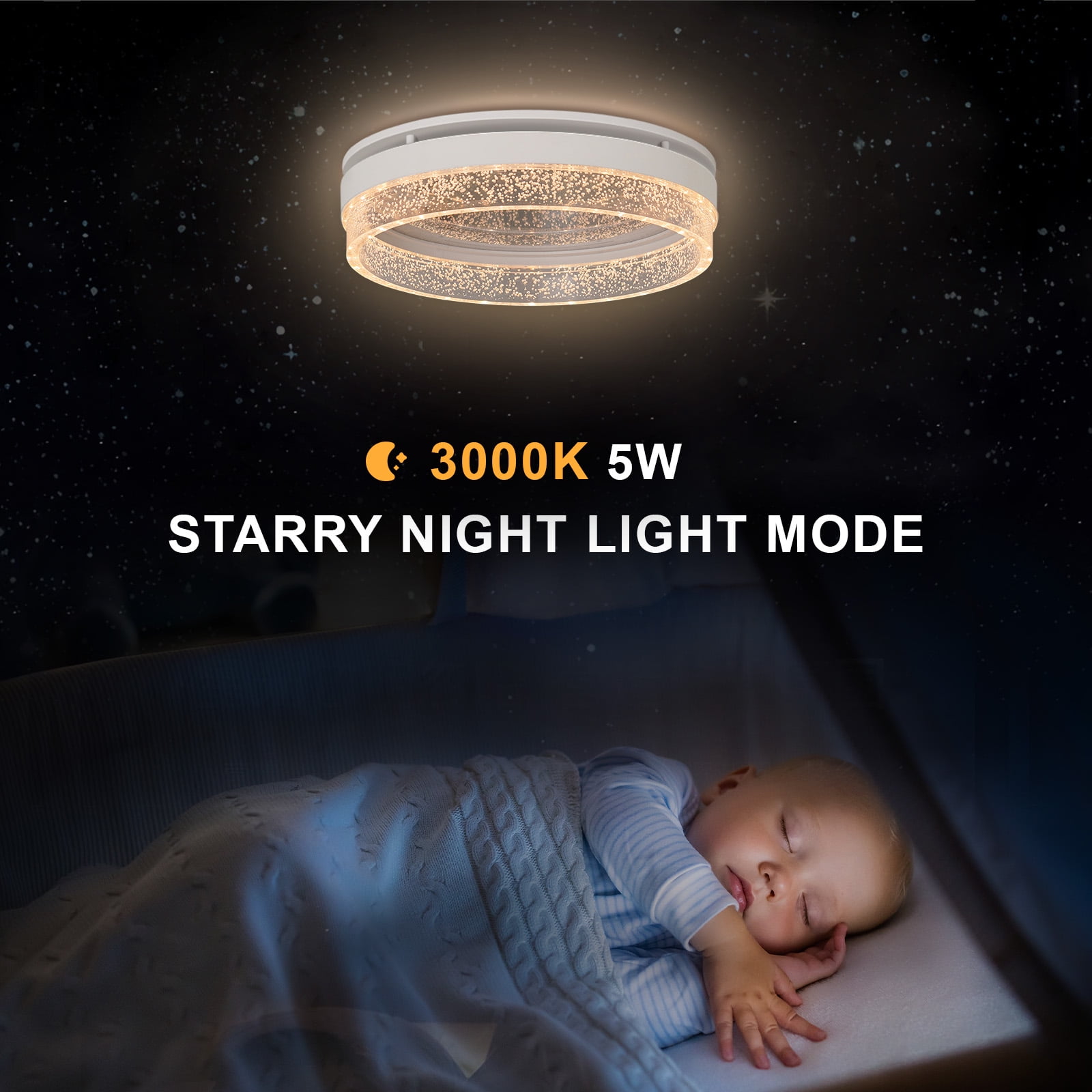 Akicon 110CFM 1.5 Sones Bathroom Exhaust Fan with Light, 1000lm Dimmable 4 - Color Acrylic Starry Sky Light & 2700K Nightlight Ventilation Fan for Home, Round, White