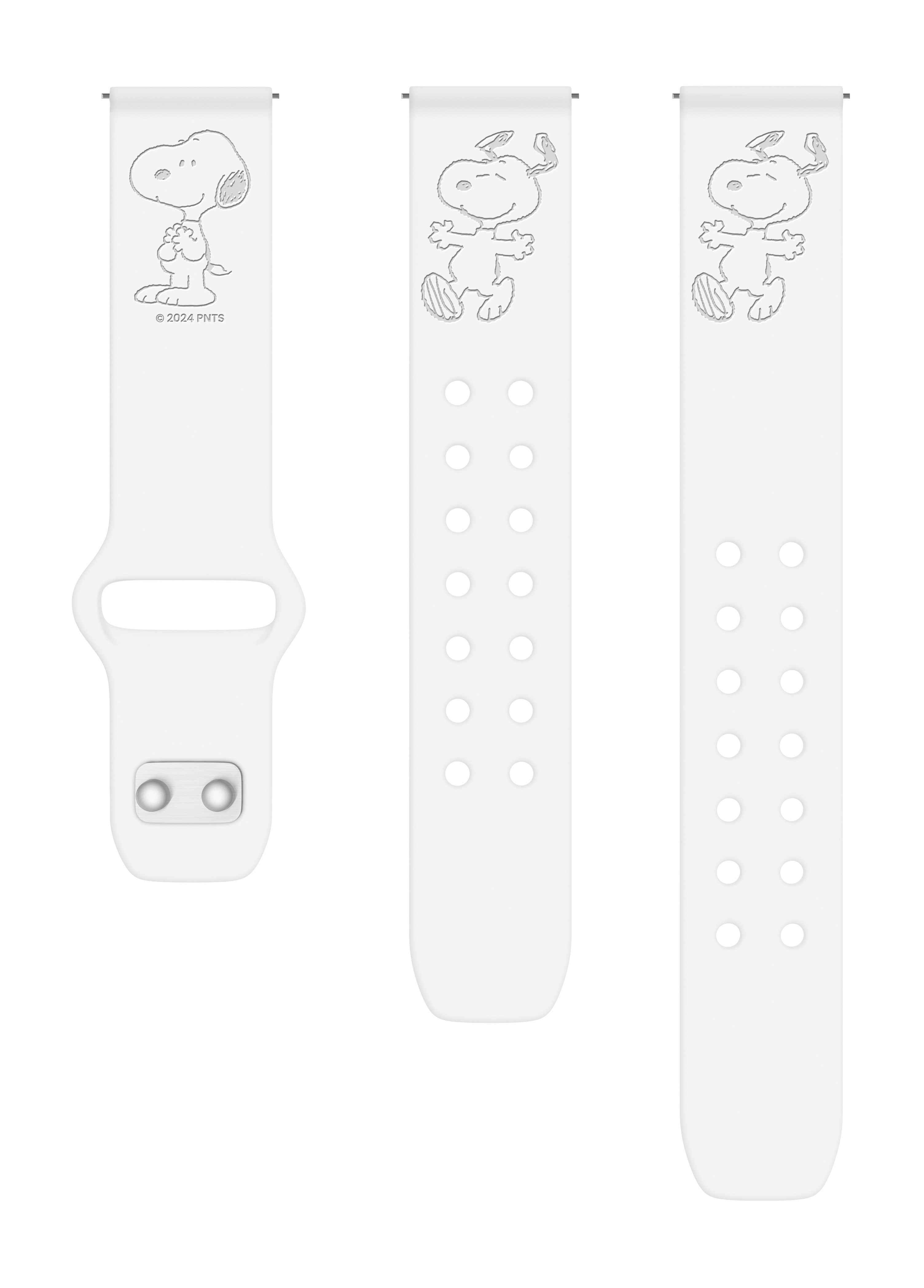 Peanuts Engraved Silicone Smartwatch Band Compatible with Samsung Galaxy Watch, 20mm, Snoopy White by Affinity Bands