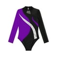thumbnail image 3 of TiaoBug Kids Girls Sparkle Metallic Long Sleeve Gymnastics Leotard Unitard Tumbling Workout Ballet Dance Bodysuit Dancewear Purple 10, 3 of 5