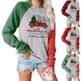 thumbnail image 2 of Uhndy Christmas Sweatshirt Women Casual Round Neck Long Sleeve Holiday Shirts Fall Winter Pullover Top Christmas Truck Sweat, 2 of 6