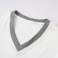 thumbnail image 6 of V Neck T-Shirt Men Knitted Ribbed Short Sleeve Casual Athletic Workout Pullover Tops Fathers Gift S-3XL, 6 of 8