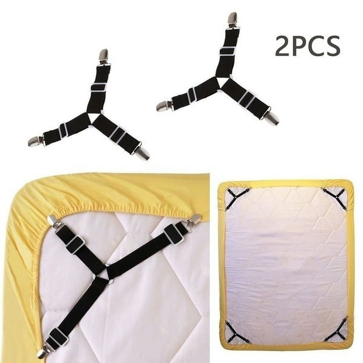 4 Pc Sheet Grippers Bed Triangle Elastic Straps Fasteners Clasp