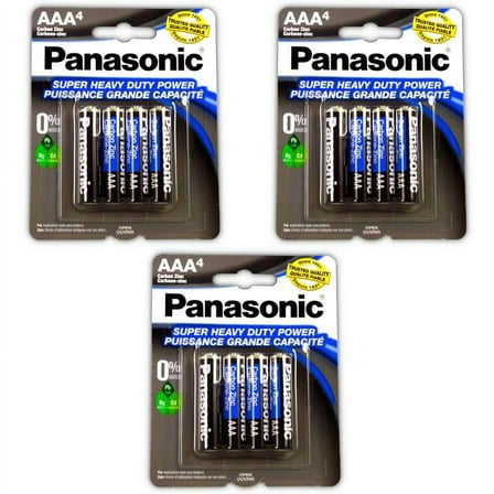 12pc Panasonic AAA Batteries Super Heavy Duty Power Carbon Zinc Triple A Battery 1.5v