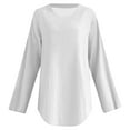 thumbnail image 4 of Vintage Inspired Women's Loose Fit Crew Neck Top Breathable Long Sleeve Everyday Basic Staple Shirt, 4 of 4