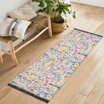 Yayeee Runner Rug for Bedroom 2'x6' Machine Washable Hallway Non Slip Mat, Yellow Wildflower Pattern